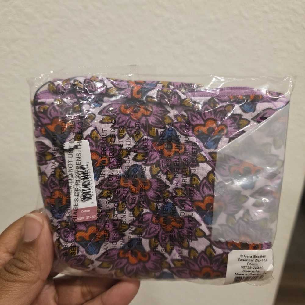 Vera Bradley Lavender Floral Zip Coin Pouch